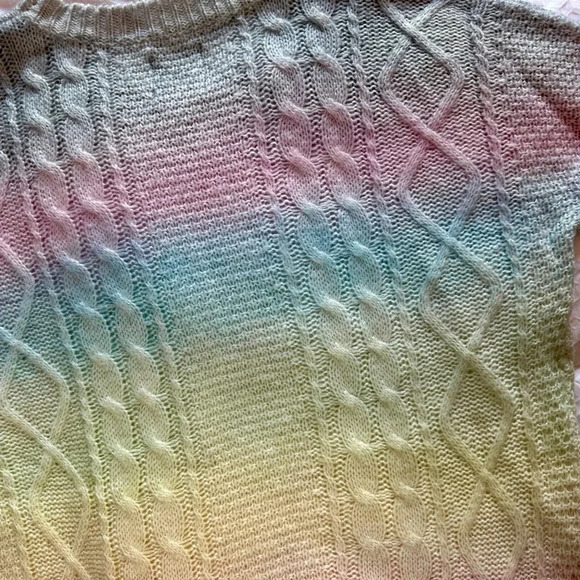 UNIF Cake Sweater Pullover Pastel Rainbow Twee Ombré Cable Knit Soft Size Medium - Picture 10 of 13